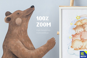 Kids Frames Interior Mockups Bear