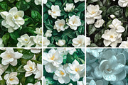 Wet Gardenia Flower Seamless, a Pattern Graphic by PrintablesByFranklyn (Thumbnail 3 of 4)