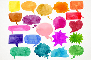 Watercolor Speech Bubbles Clipart