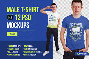 Male T-Shirt PSD Mockups Vol3