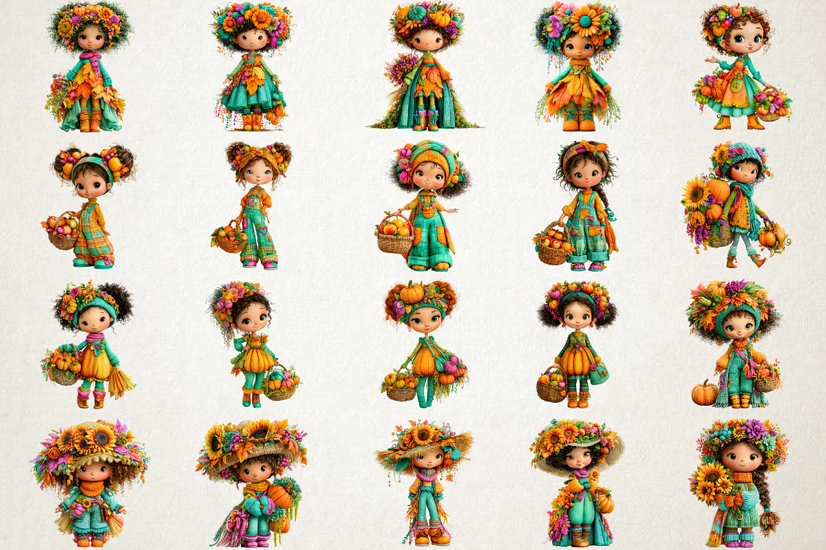 Cute Autumn Harvest Girl PNG Clipart, a Seasonal Illustration by RobertsArt (Photo 4 of 7)