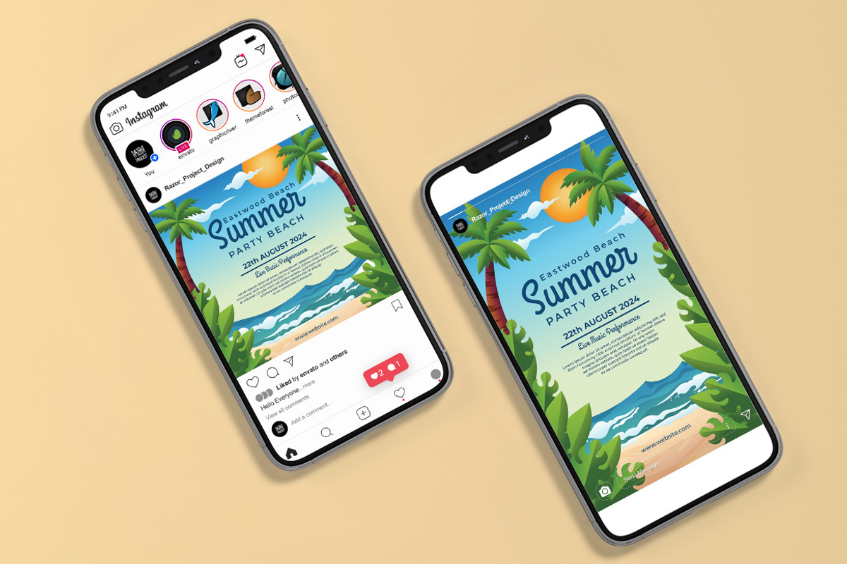Summer Beach Flyer Social Media, a Flyer Template by Perucha studio (Photo 2 of 3)