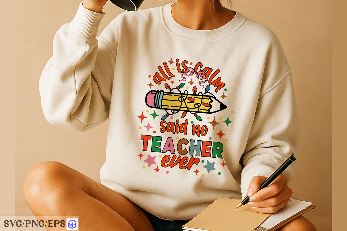 Christmas Teacher Funny Quote SVG PN, a Graphic by mh_arif (Photo 2 of 4)