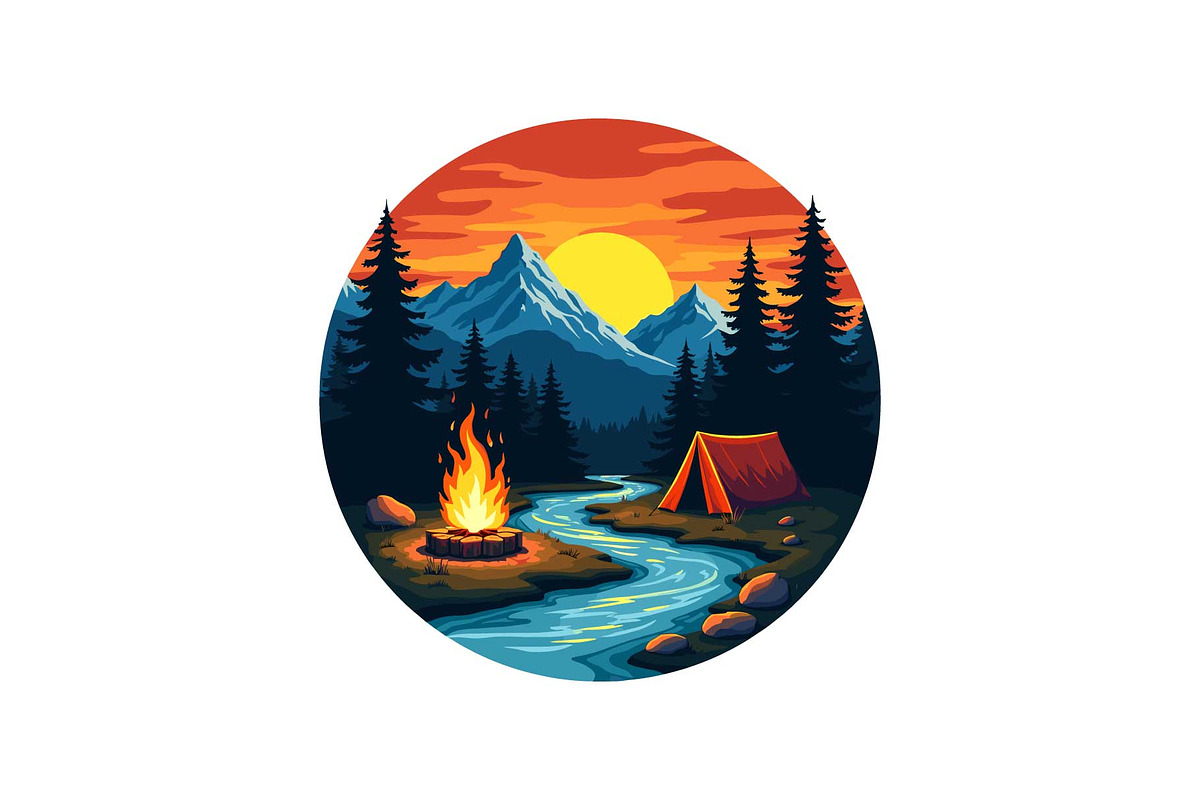 Outdoor Camping Badge Bundle, an Object Graphic by Gfx_Store (Photo 7 of 13)