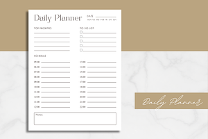 Minimalist Daily Planner Printable, a Stationery Template by AntDesignStudio