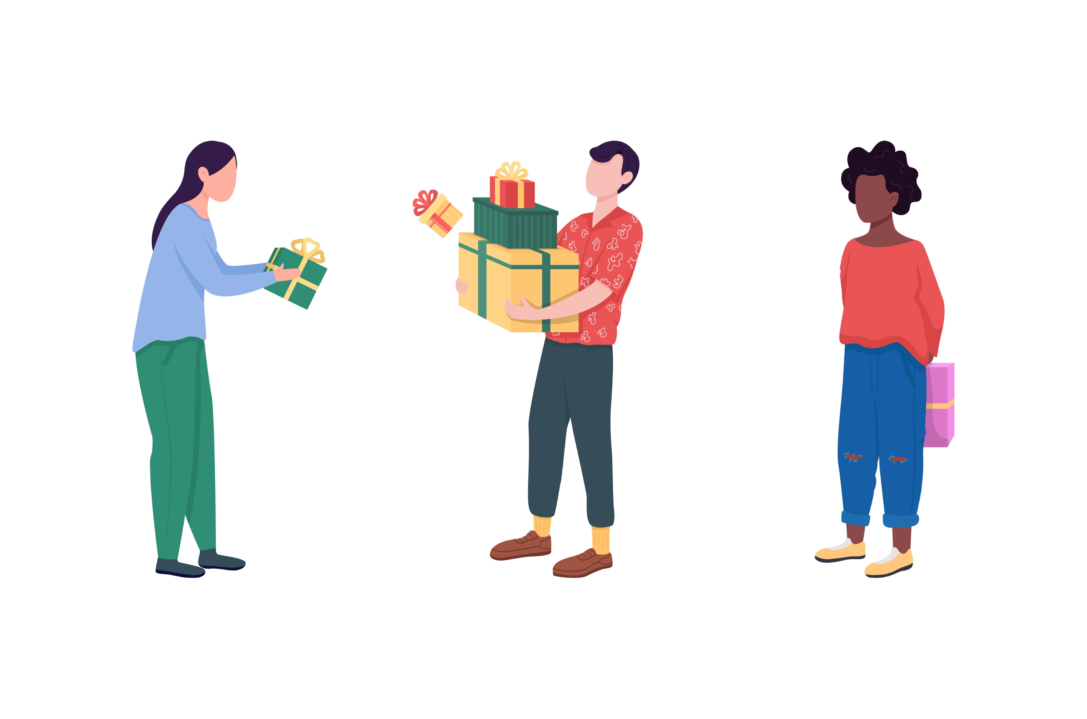 Giving and receiving gifts | People Illustrations ~ Creative Market