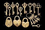 Watercolor vintage Keys and locks, an Object Illustration by ArtfulStudio (Thumbnail 8 of 9)