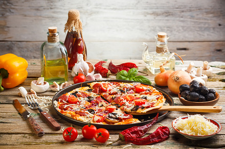 Delicious fresh pizza featuring pizza, meal, and food preview 6