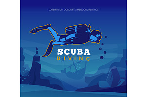 Scuba diving. poster with underwater, a Sport Illustration by Onyx