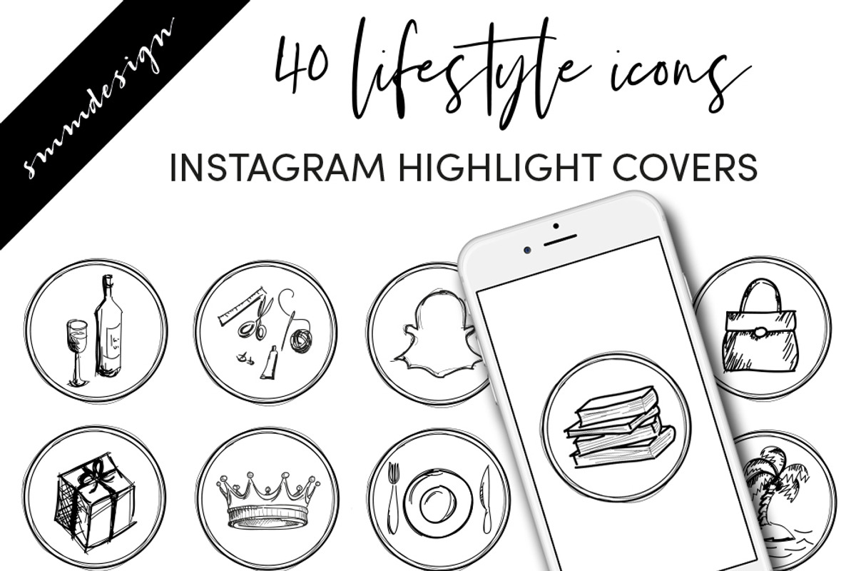 Instagram Story Highlight Icons 007, a Social Media Template by savanamm design (Photo 1 of 2)
