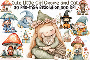Cute LIttle Girl Gnome and Cat Clipa, an Illustration by Sublimation Artist (Thumbnail 1 of 6)