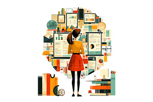 Woman data analyst cartoon vector, a Technology Illustration by Stock-Smart-Start