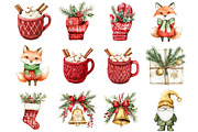 Knitted Christmas Watercolor Clipart, a Seasonal Illustration by CitraGraphics (Thumbnail 3 of 5)