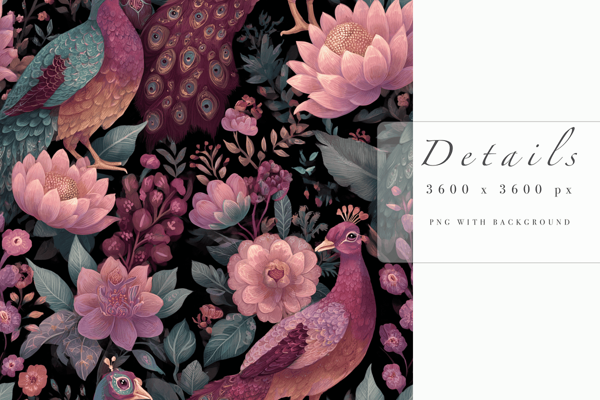 Peacock Pattern Seamless, a Decorative Illustration by Pati Charm Studio (Photo 5 of 7)