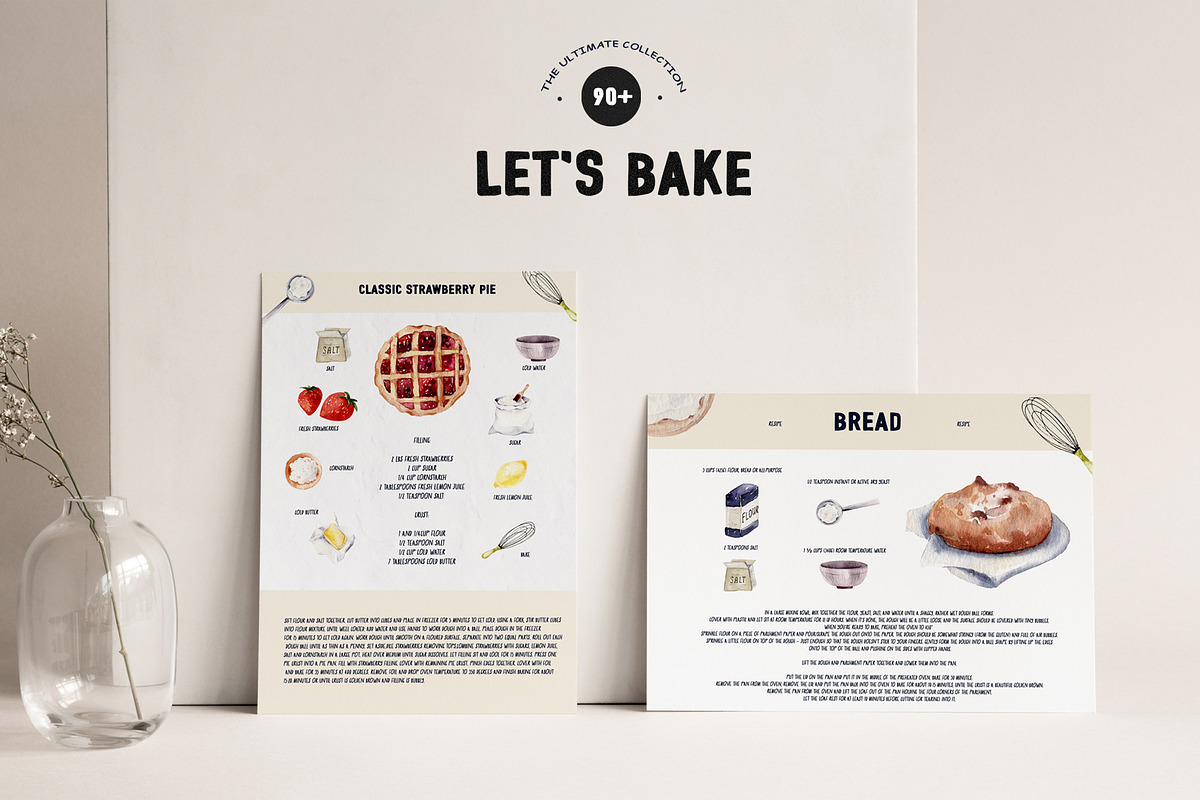 LET'S BAKE Watercolor Aesthetic set, a Food Illustration by anastasiia.art (Photo 10 of 13)