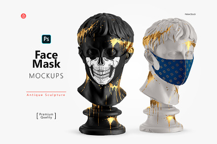 Face Mask on an Sculpture Mockup, a Mask Mockup by HelenStock