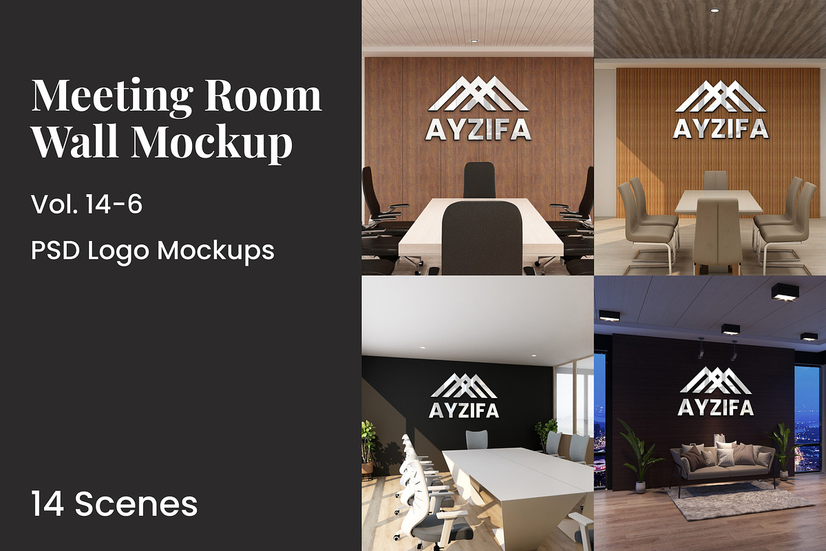 PSD Office Meeting Room Wall Mockup, a Product Mockup by Ayy (Photo 1 of 15)