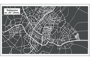 Gaborone Botswana City Map In Retro