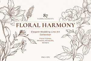 Floral Line Art Botanical Set Kit