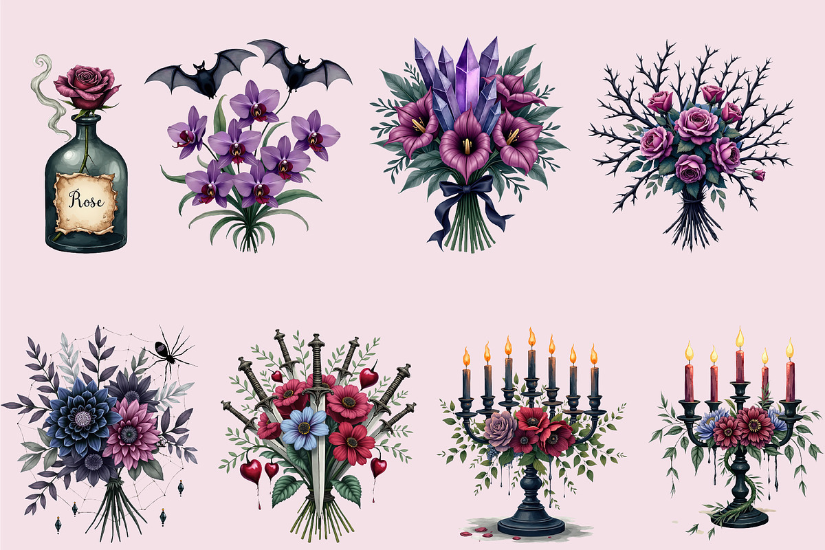 Gothic Garden Floral Clipart PNG, an Object Graphic by Printable Pretty Studio (Photo 4 of 5)