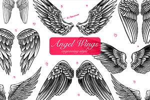 Angel wings drawing engraved, an Object Illustration by Arthur Balitskiy