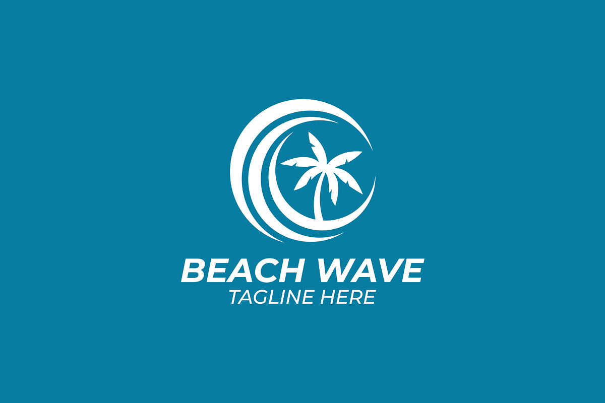 Tropical beach wave palm tree logo, a Branding & Logo Template by Signatoro (Photo 2 of 3)