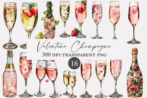 Valentine Champagne clipart, an Illustration by Designworld