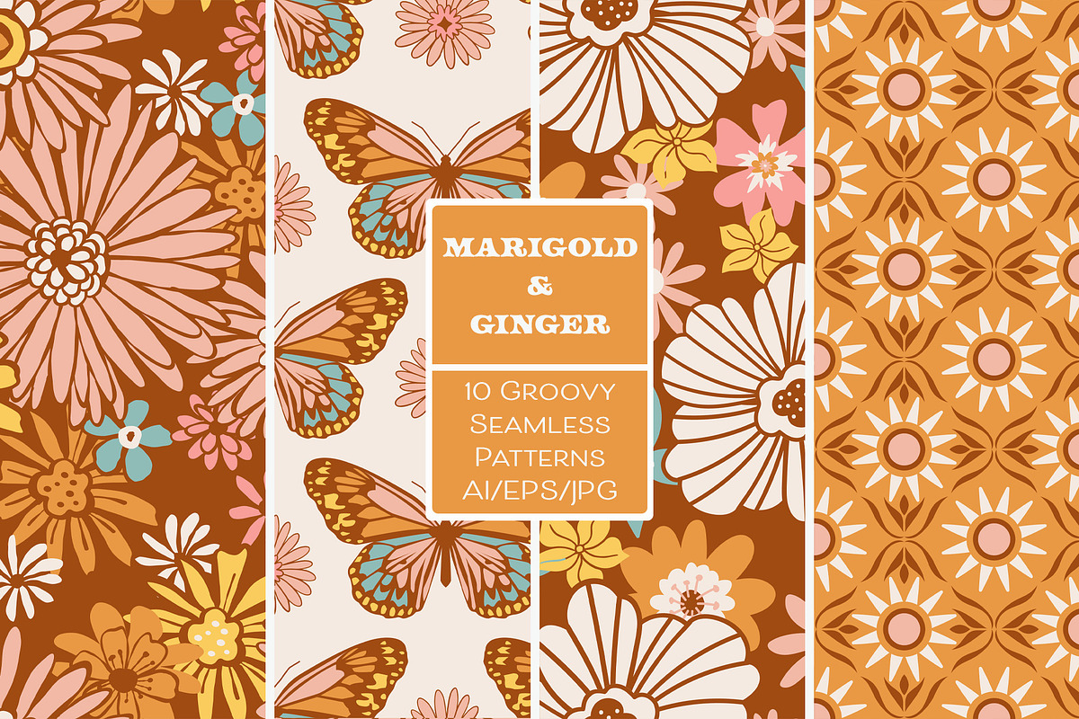 Marigold & Ginger 70s Patterns, a Pattern Graphic by Wild Twig Co (Photo 1 of 7)