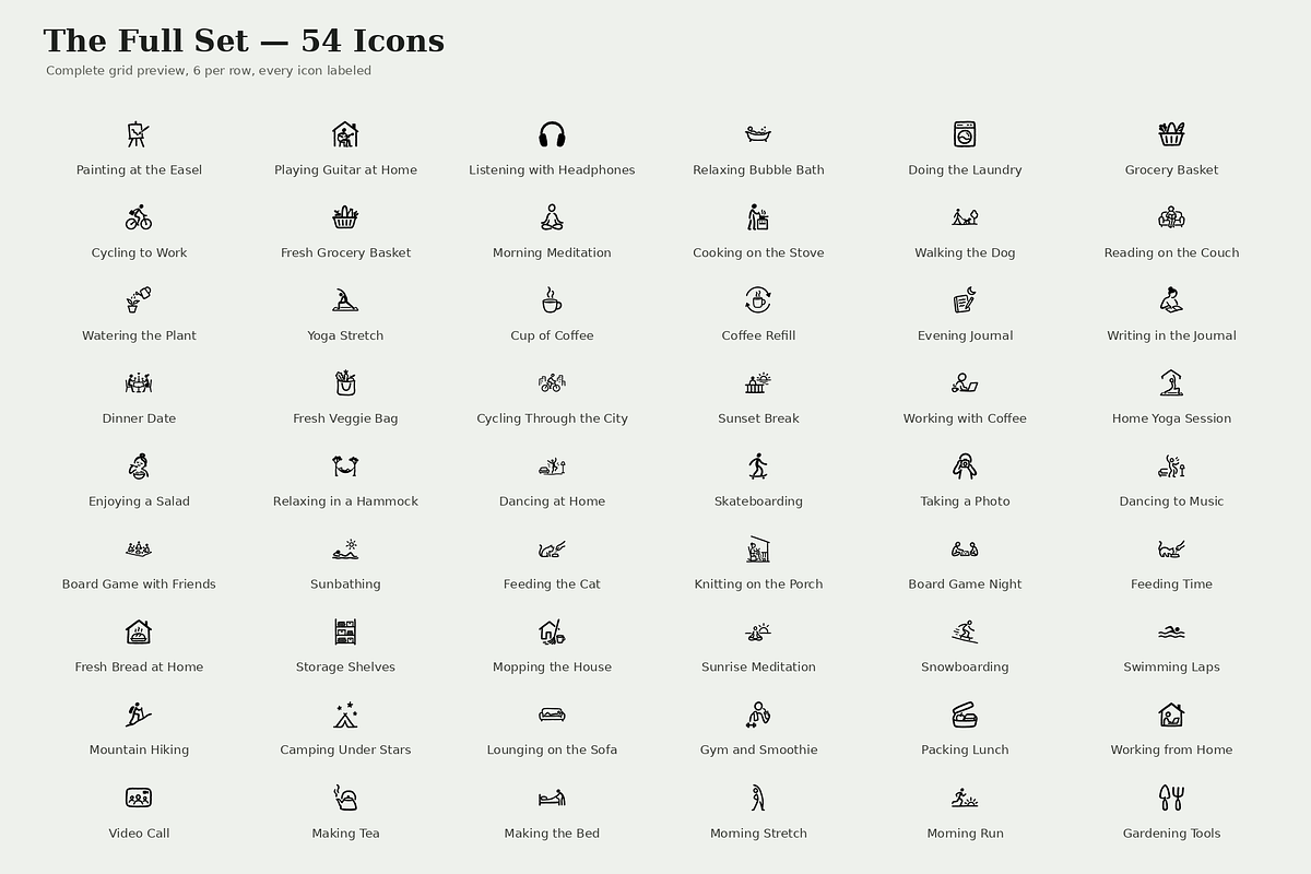 Daily Life & Self-Care Line Icons, an Outline Icon by Symbolic Language (Photo 2 of 3)