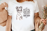 Dream Big Work Hard Space Buns Girl, a Seasonal Illustration by CraftArtStudio (Thumbnail 3 of 4)