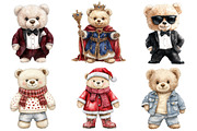 Watercolor Teddy Bear Clipart, a Seasonal Illustration by CitraGraphics (Thumbnail 4 of 6)