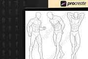 400 Procreate Male pose stamps Bases, a Brush Add-On by DrawingStoryShop (Thumbnail 6 of 7)