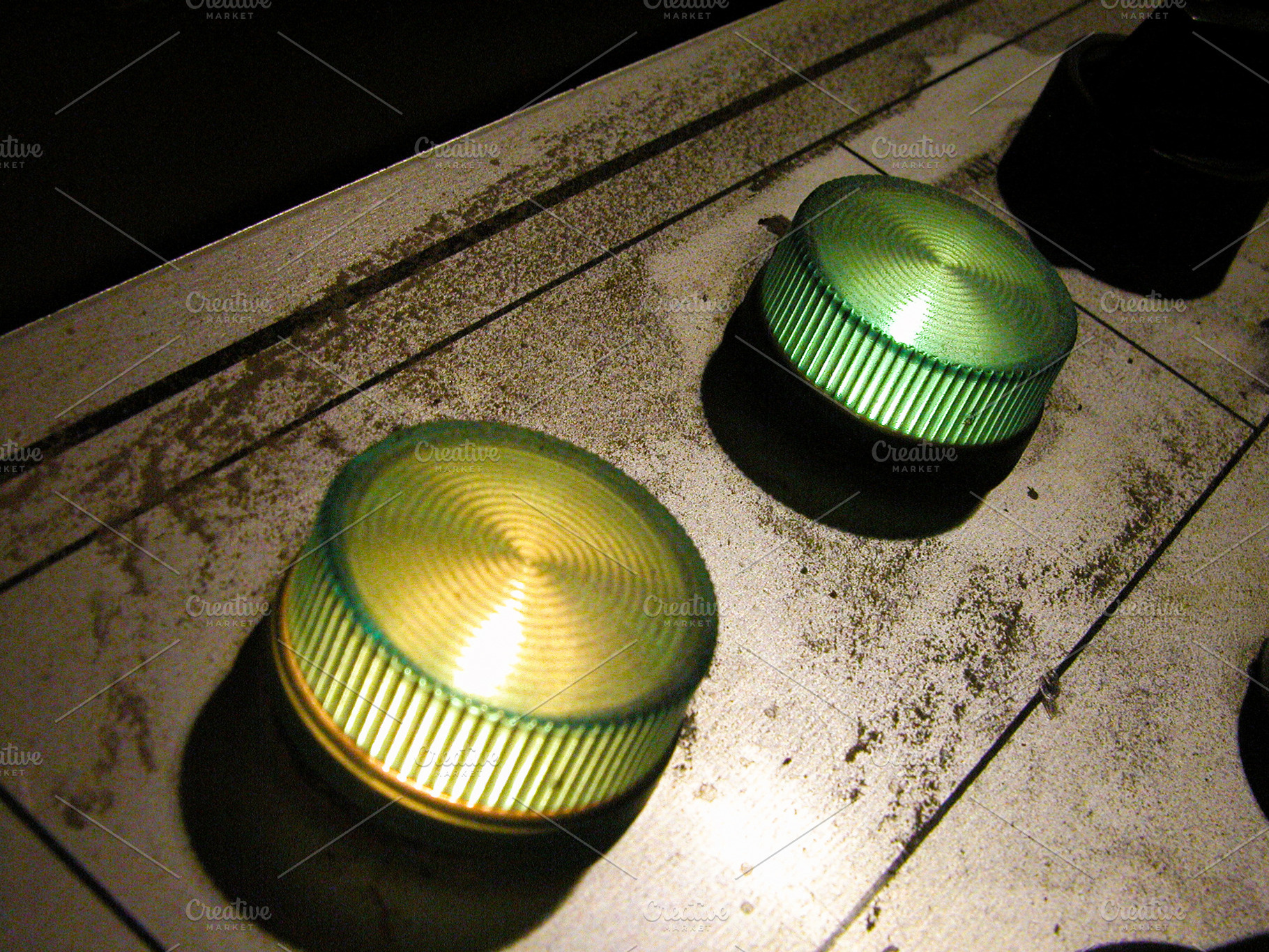 Vintage Factory Control Knobs on Dusty Panel, an Industrial Photo by Davizro's Market