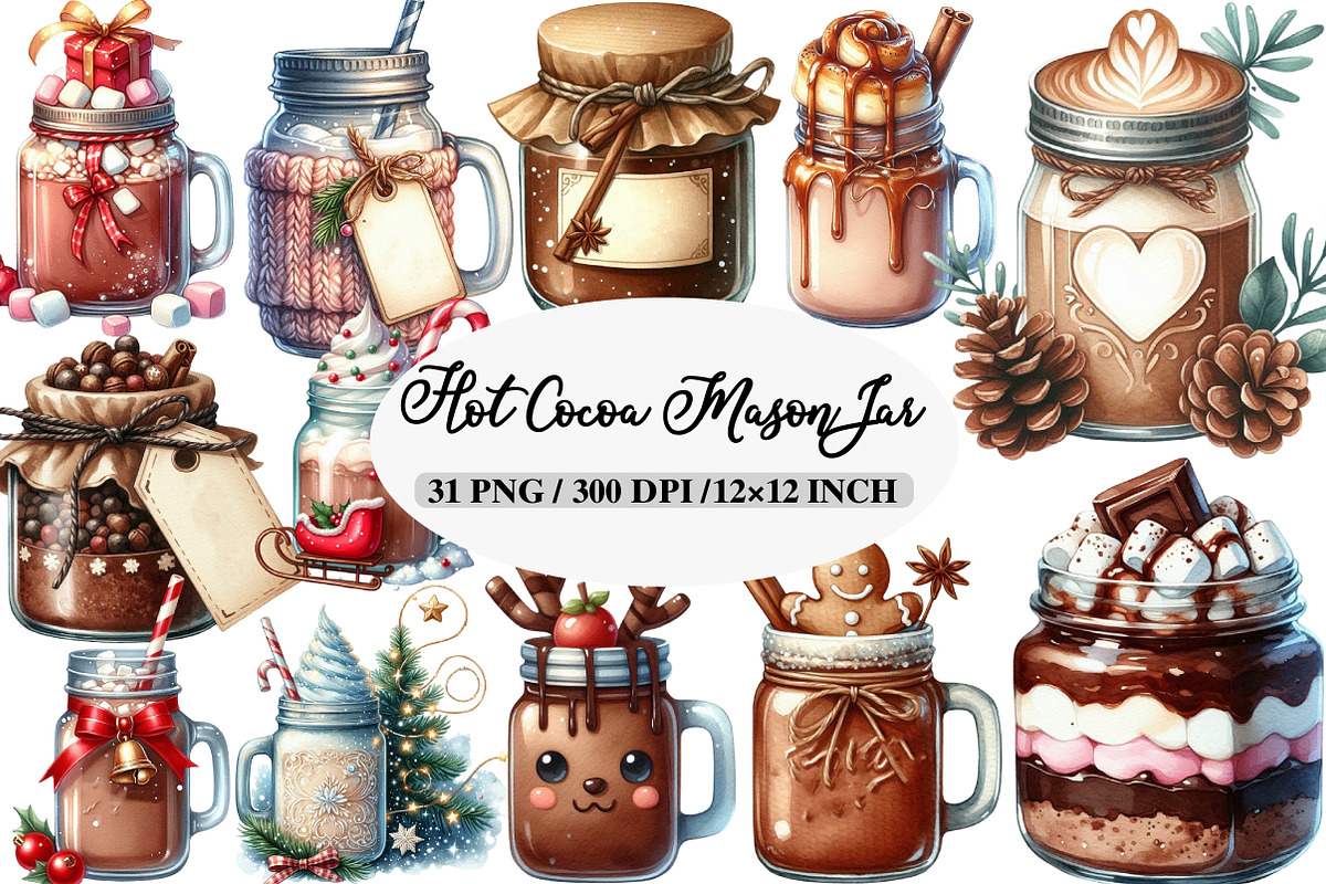Christmas Hot Cocoa Mason Jar, an Illustration by Daily.Designs (Photo 1 of 5)