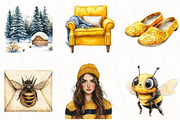 Watercolor Winter Honey Clipart, an Illustration by OK Design (Thumbnail 2 of 5)