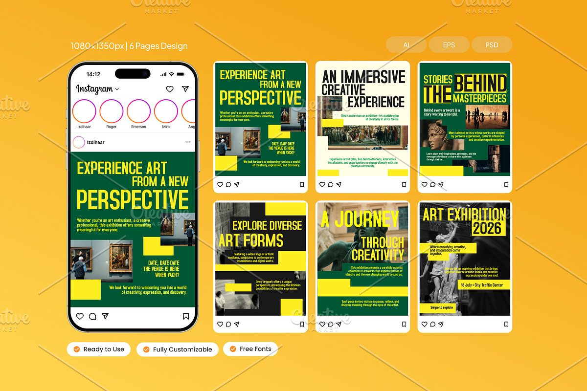 Art Exhibition - Instagram Post, a Social Media Template by Izdihaar_Studio (Photo 1 of 4)