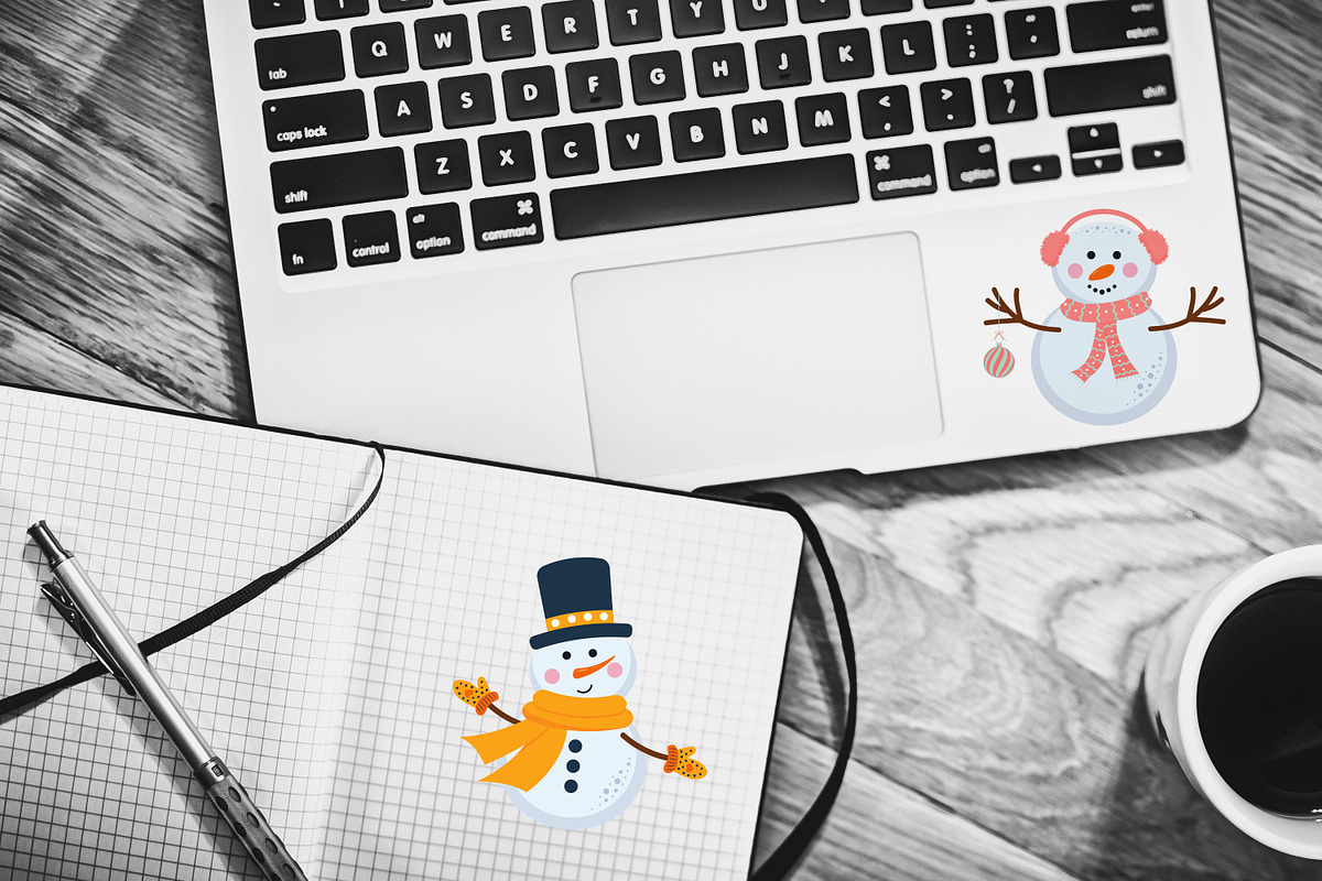 Cute snowmen set, a Seasonal Illustration by JulyGart (Photo 3 of 5)