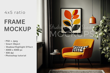 4x5 Black Vertical Frame Mockup
