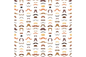 Mustaches Seamless Pattern Vector.