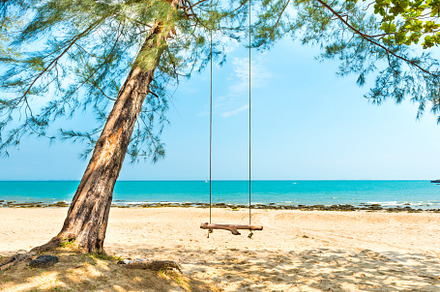 Swing on sand beach at tropical island, a Nature Photo by Vapi