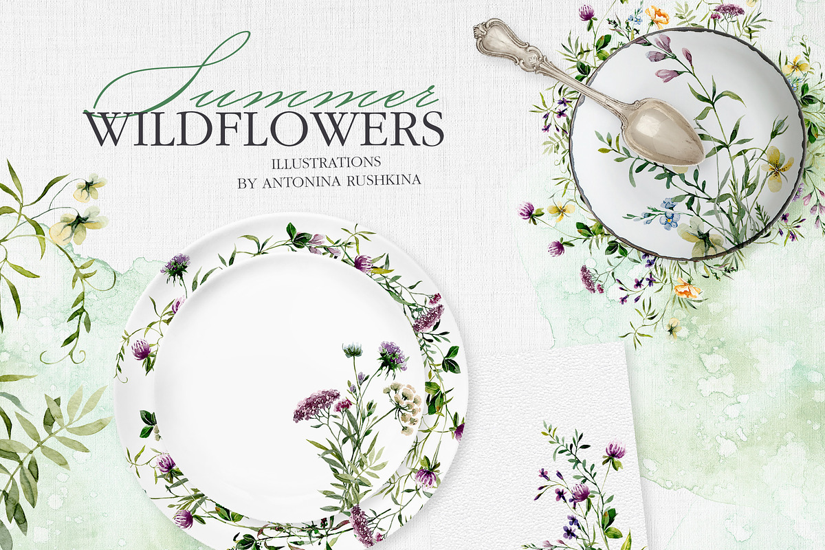 Watercolor set of wildflowers, an Illustration by RushkinaAntonina (Photo 4 of 8)