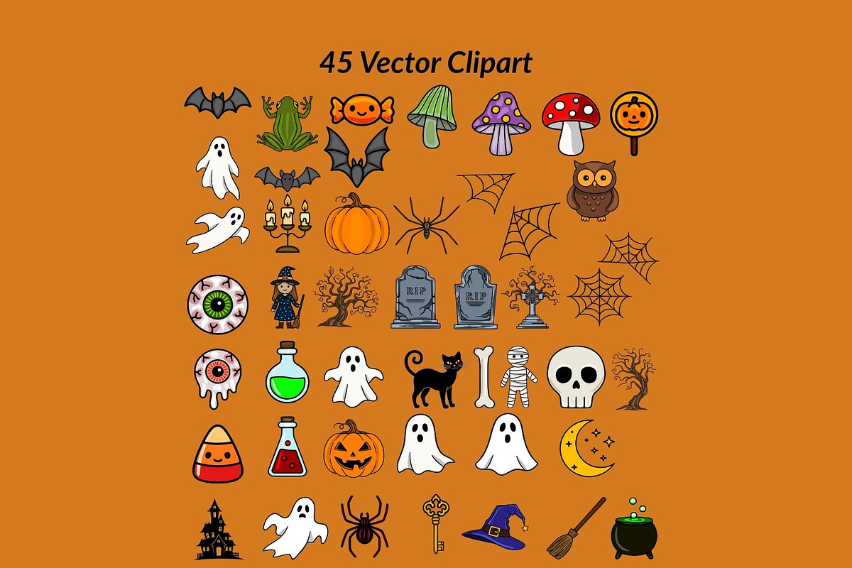 Halloween: Patterns & Clipart, a Seasonal Illustration by Elatedowl (Photo 4 of 14)