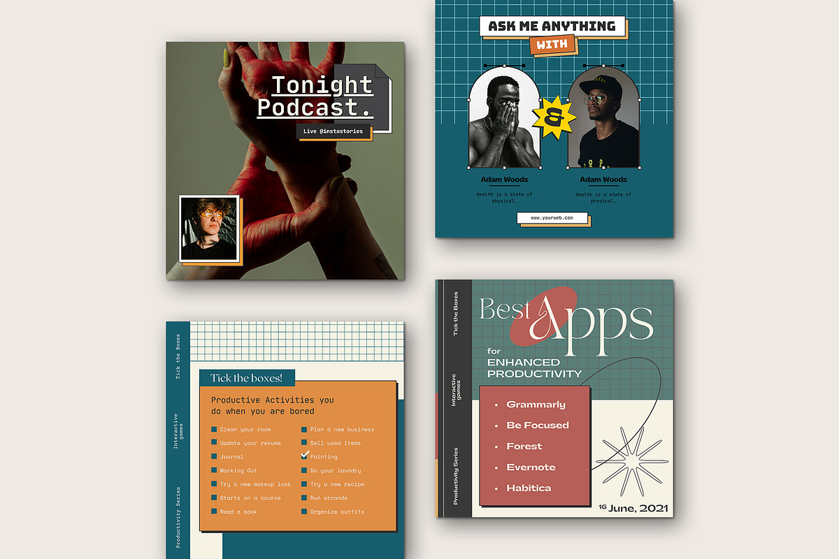 Instagram Engagement Retro CANVA, a Social Media Template by Analogi Studio (Photo 5 of 24)