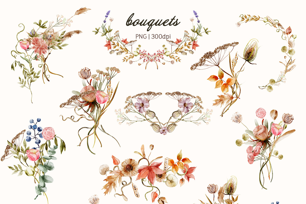 Autumn meadow Watercolor Floral, a Seasonal Illustration by Pattern + watercolor (Photo 7 of 14)