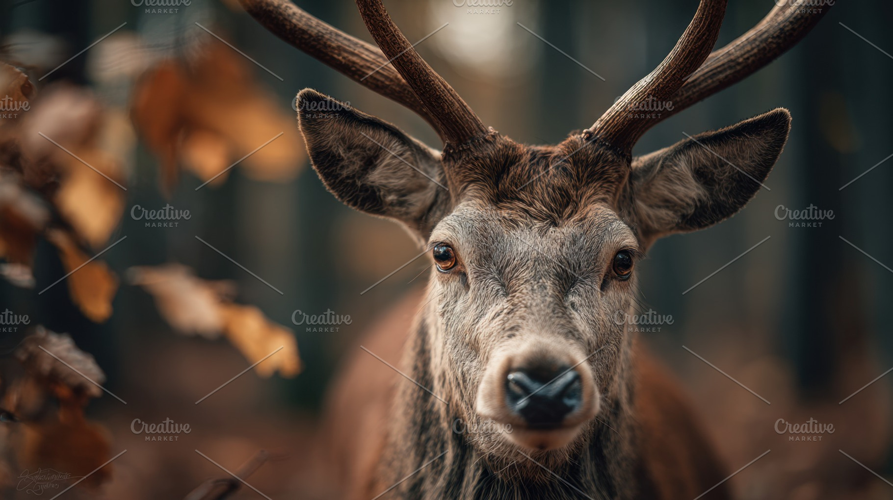 Deer stands in autumn forest, a Photo by Beautiful things