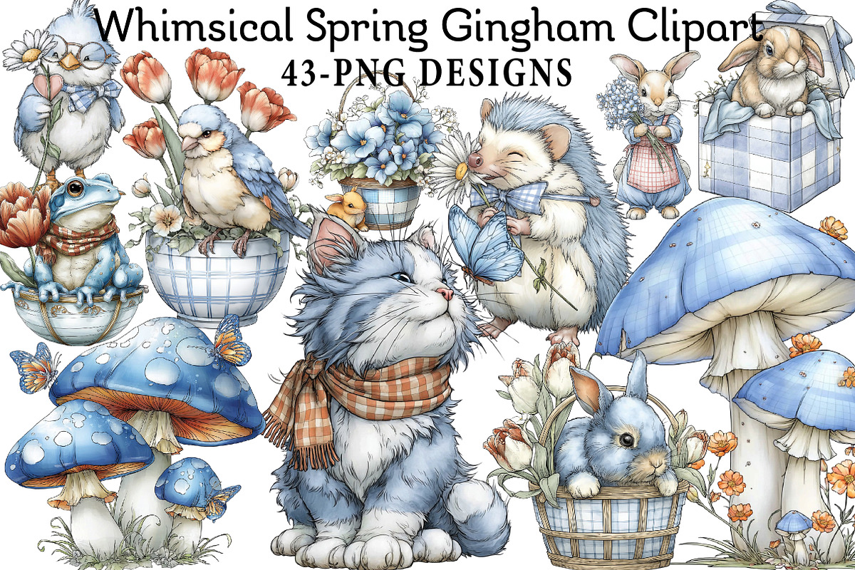 Whimsical Spring Gingham Clipart, an Illustration by Daily.Designs (Photo 1 of 8)
