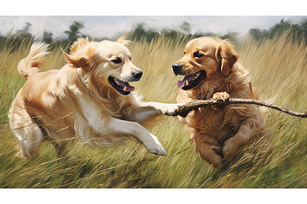 play dog tug of war ai generated, an Animal Photo by pikepicture