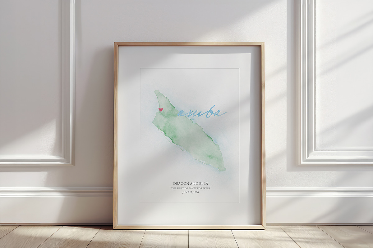 Watercolor Map of Aruba, an Illustration by Beloved Paper (Photo 2 of 6)