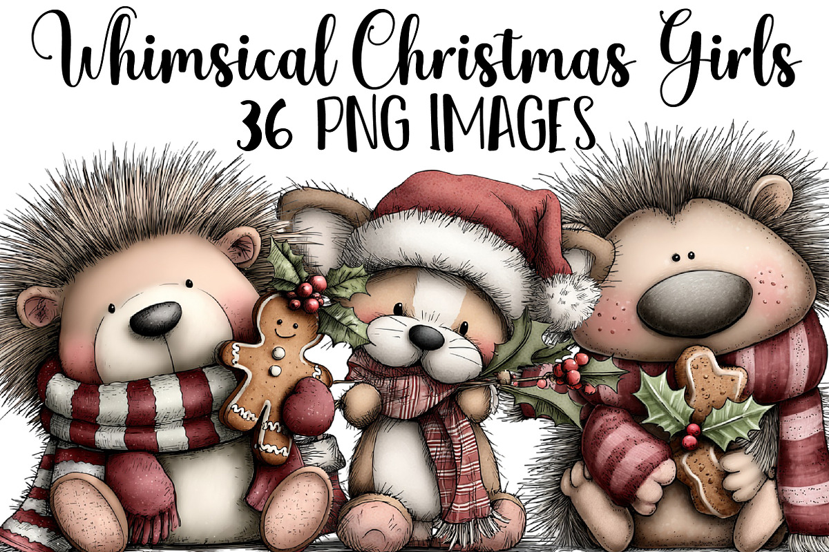 Whimsical Christmas Girls Clipart, an Illustration by DreamArtGraphic (Photo 1 of 5)