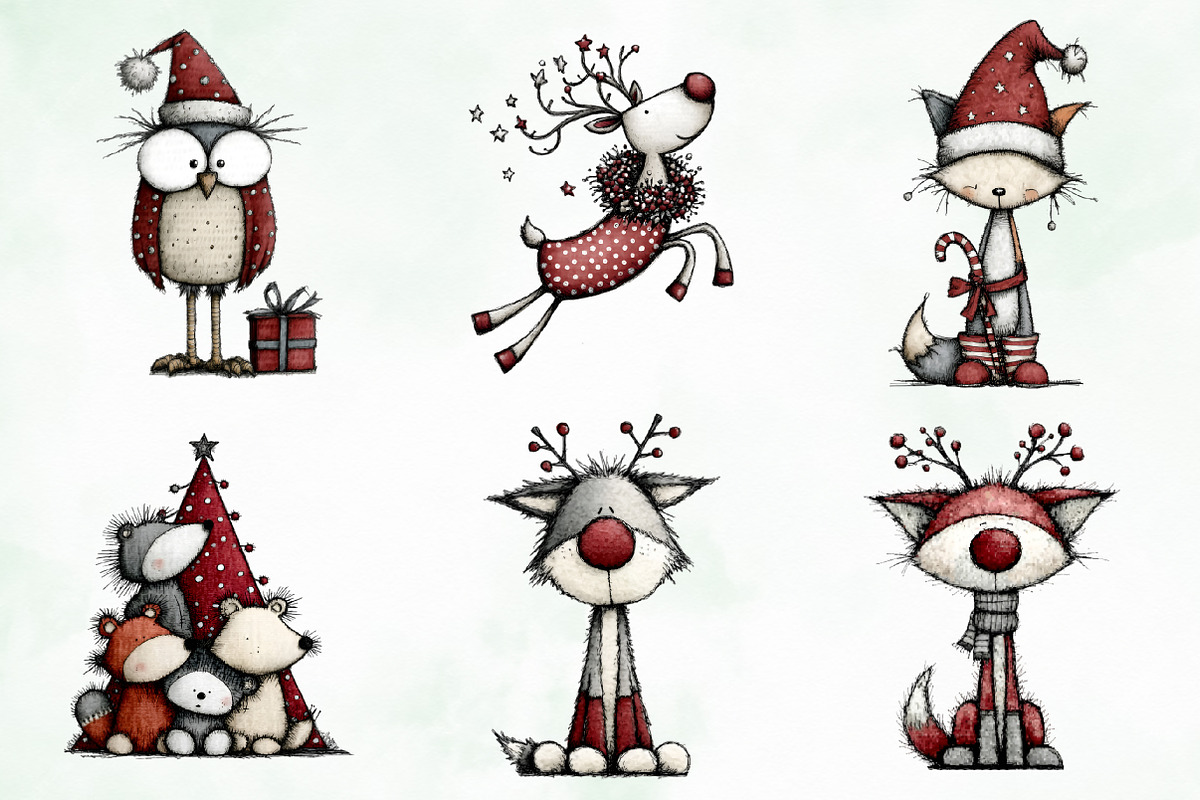Whimsical Quirky Animals Clipart, an Illustration by Creative Art (Photo 8 of 13)